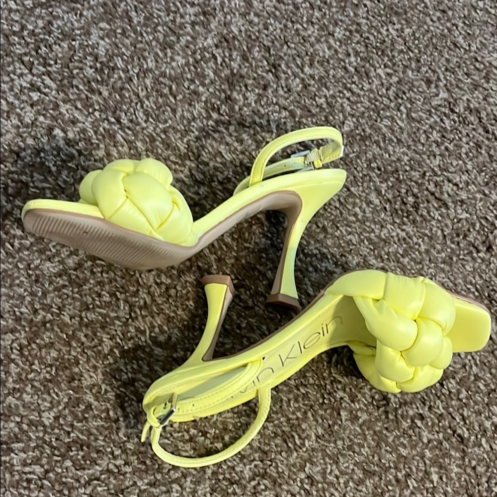 Calvin Klein Braided Yellow Heels - Picture 5 of 10